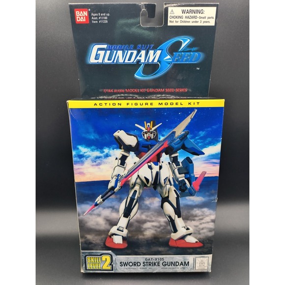 Bandai Namco Other - Vintage 2003 Bandai Gundam Seed SWORD STRIKE GUNDAM 1/144 Scale Model Kit NIB